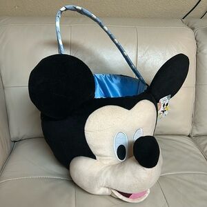 Disney Mickey Mouse jumbo 3D plush round basket w/handles NWT
